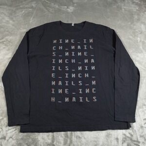 Vintage Nine Inch Nails Shirt Men XL Black Glitch Blurry Survivalism Long Sleeve